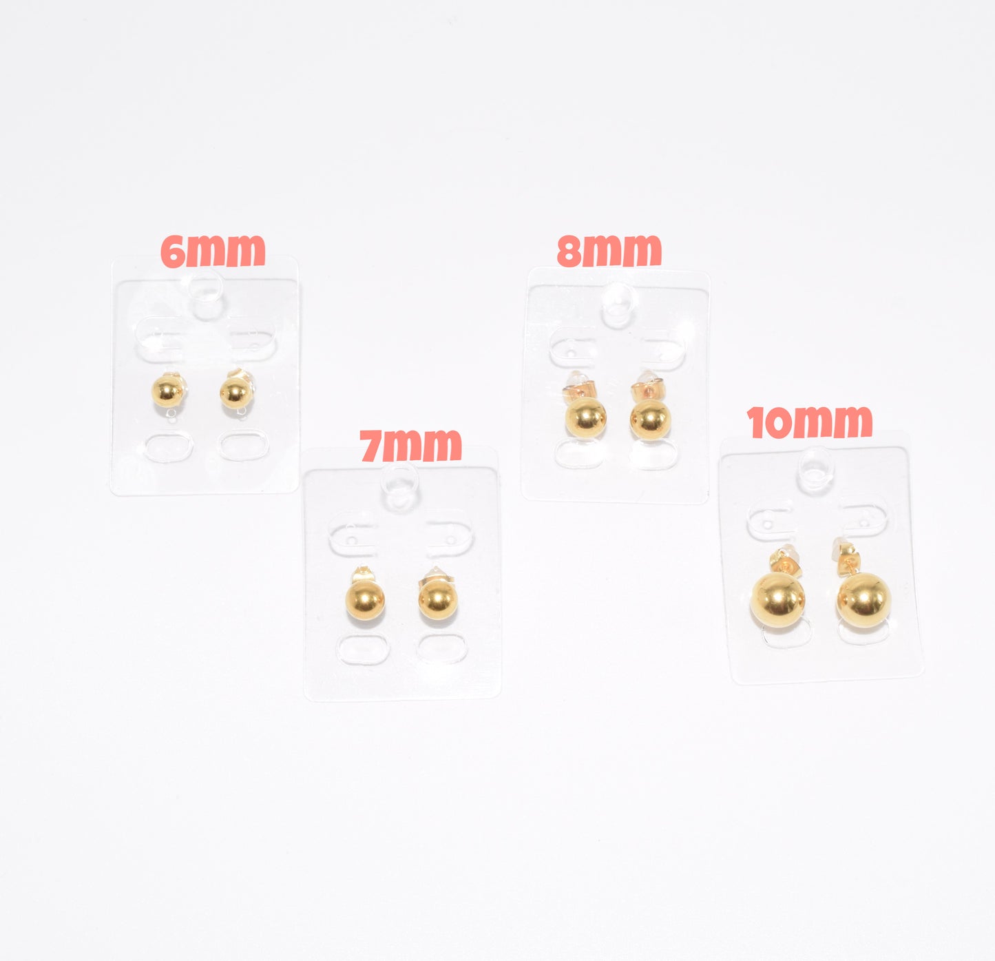 4E-289B-6MM GOLD ROUND STUD 6MM, 7MM, 8MM OR 10MM